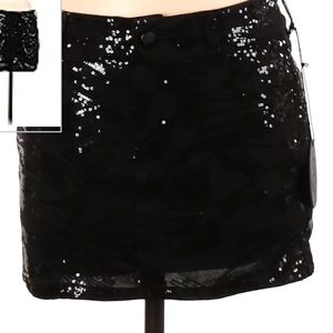 Siwy NWT black sequin satin lined mini skirt